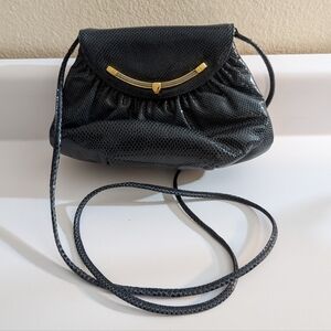 Finesse La Model Vintage 1970s Purse with Gold Detail and Crossbody Cord Strap